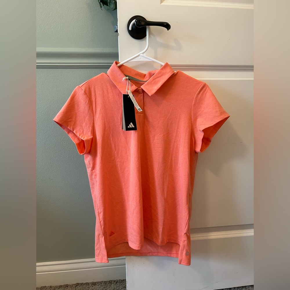 NWT Adidas Bright Coral Golf Polo Shirt